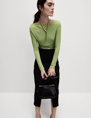 Jersey Shirred Detail Top