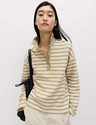 Cotton Rich Striped Collared Rugby Polo