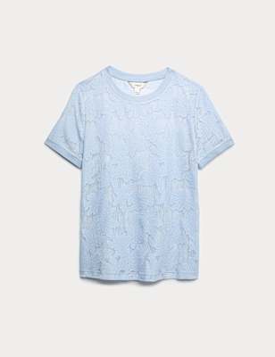 Cotton Blend Floral Lace Top