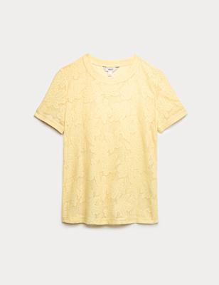 Cotton Blend Floral Lace Top