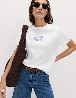 Pure Slub Cotton Checked T-Shirt