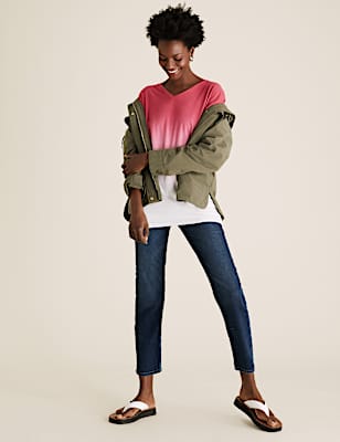 Tie-Dye V-Neck Longline T-Shirt