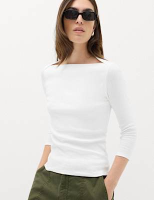 Pure Cotton Slash Neck Top