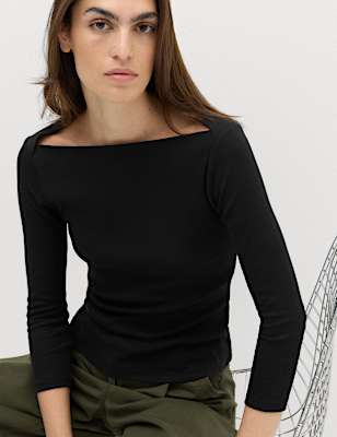 Pure Cotton Slash Neck Top