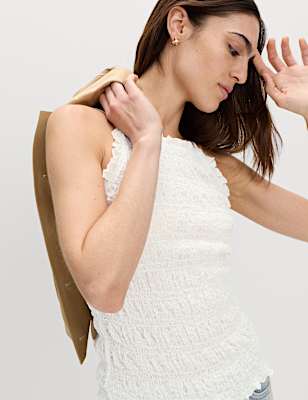 Cotton Rich Textured Square Neck Cami Top