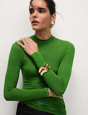 Modal Rich High Neck Regular Fit Top