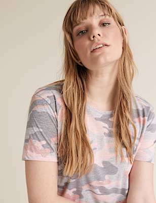 Camo Crew Neck Relaxed T-Shirt