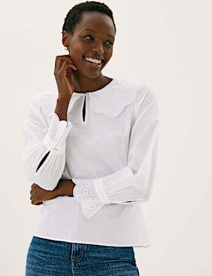 Pure Cotton Embroidered Regular Fit Blouse