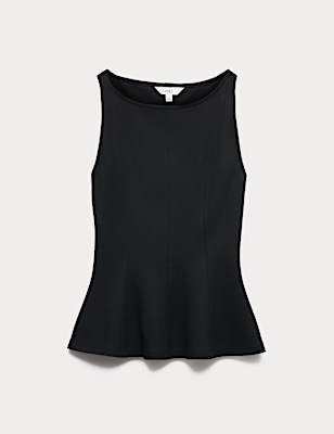 Slash Neck Sleeveless Peplum Top