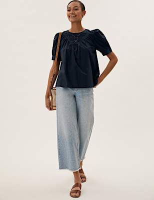 Pure Cotton Broderie Relaxed Top