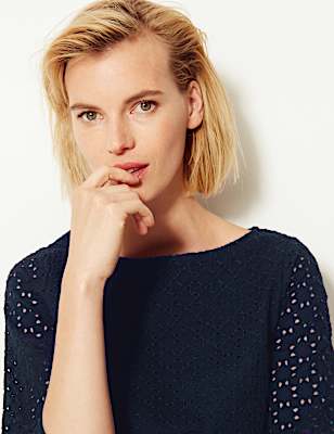 Pure Cotton Lace 3/4 Sleeve Blouse