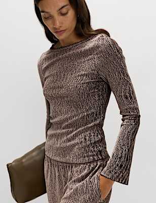 Velvet Smocked Long Sleeve Top