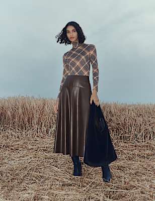 Funnel Neck Long Sleeve Slim Fit Top with Wool