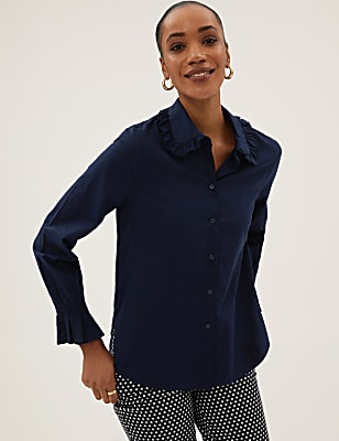 Pure Cotton Regular Fit Frill Detail Shirt