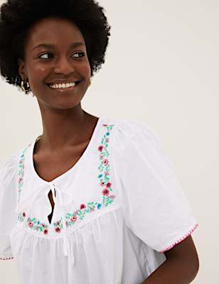 Pure Cotton Embroidered Regular Fit Top