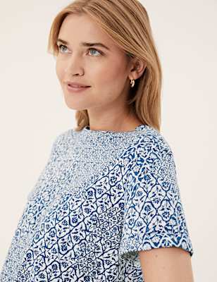 Pure Cotton Printed Crew Neck T-Shirt