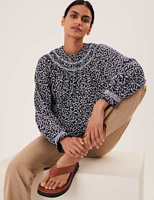 Pure Cotton Printed Long Sleeve Top