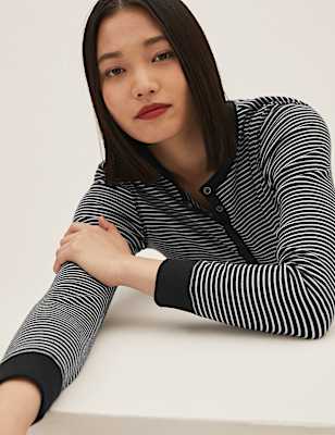 Cotton Rich Striped Crew Neck Top