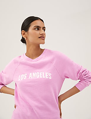 Pure Cotton Slogan Crew Neck Sweatshirt