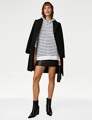Pure Cotton Striped Longline Hoodie