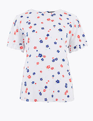 Disty Floral Short Sleeve Blouse