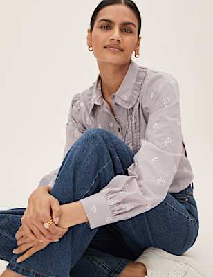 Pure Cotton Embroidered Long Sleeve Shirt