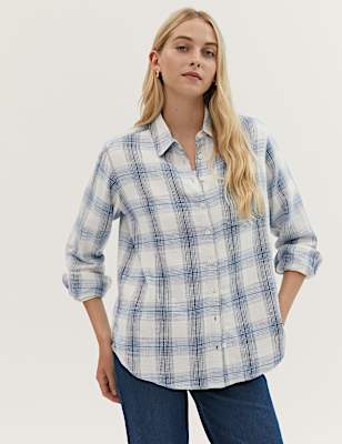 Pure Cotton Checked Long Sleeve Shirt