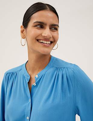 Round Neck Long Sleeve Blouse