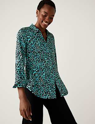 Printed Collared Long Sleeve Shirt