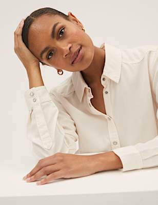 Pure Tencel&trade; Collared Long Sleeve Shirt