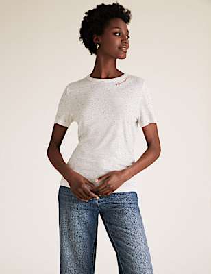 Cotton Textured Crew Neck T-Shirt