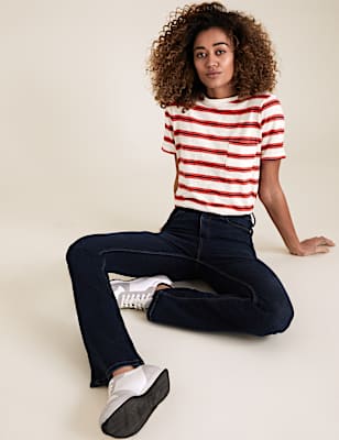 Pure Cotton Striped Crew Neck T-Shirt