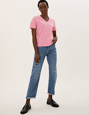 Pure Cotton Printed Straight Fit T-Shirt