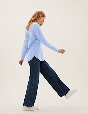 Pure Cotton Long Sleeve Longline Top