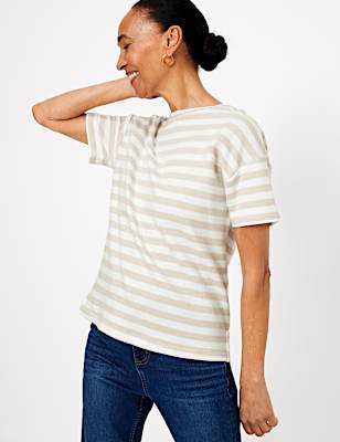 Pure Cotton Striped Straight Fit Top