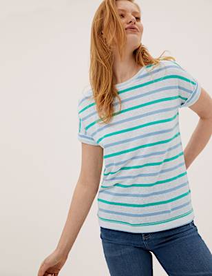 Linen Rich Striped T-Shirt