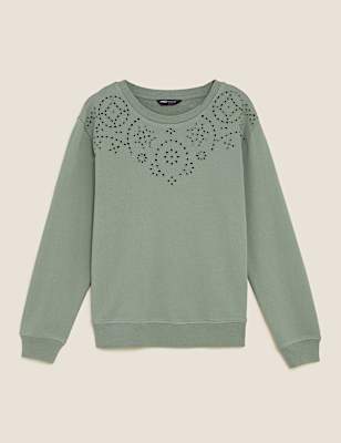 Pure Cotton Embroidered Sweatshirt
