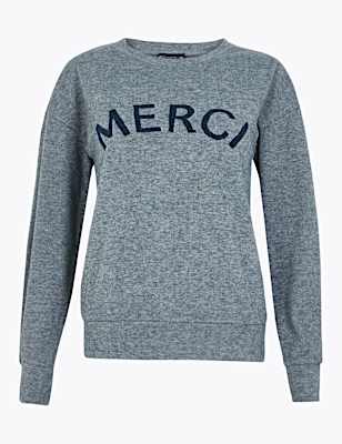 Merci Slogan Straight Fit Sweatshirt