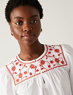 Pure Cotton Embroidered Top