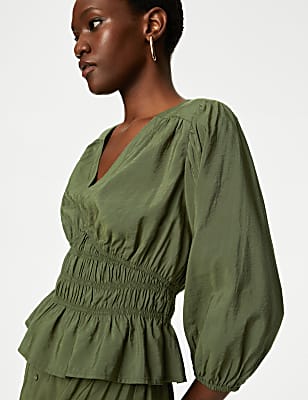 Textured Smock Detail Blouse