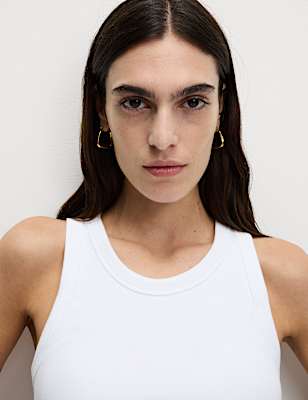 Cotton Rich Ribbed Scoop Neck Bra Vest Top