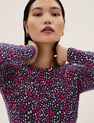 Cotton Rich Printed Slim Fit Top