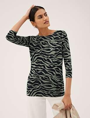 Cotton Rich Printed Slim Fit Top