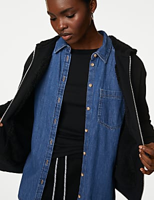 Cotton Rich Borg Lined Zip Up Hoodie