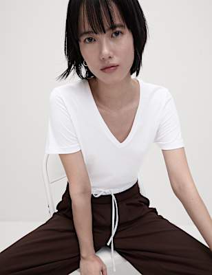 Pure Cotton V-Neck T-Shirt