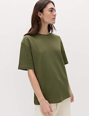 Pure Cotton Crew Neck Oversized T-Shirt