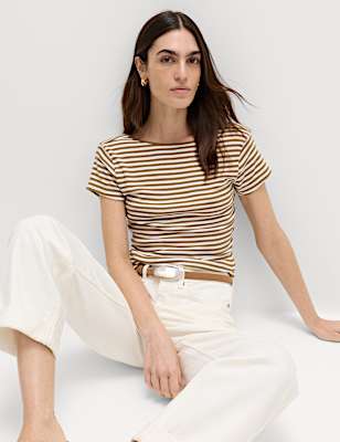 Pure Cotton Short Sleeve Scoop Back T-Shirt