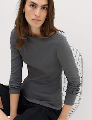Cotton Rich Premium Slash Neck Top