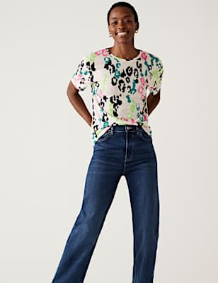 Printed Crew Neck Relaxed T-Shirt