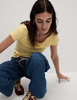 Pure Cotton Slim Fit Off The Shoulder Top